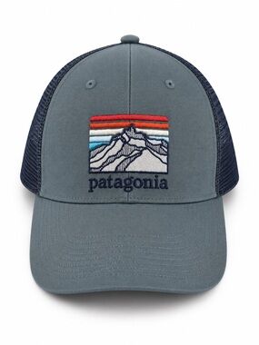 Patagonia adjustable Trucker Hat in Slate Blue with Multi-Color Patch